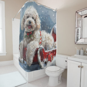Cortina De Ducha Festividad de los Navidades de perro canino