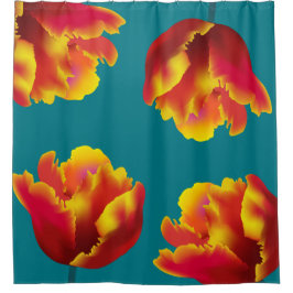 Cortina De Ducha Fiery Naranja Parrot Tulips