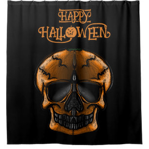 Cortina De Ducha Fiesta de Halloween de Calavera de Calabaza 