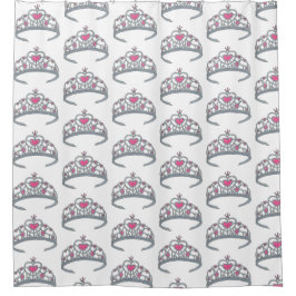 Cortina De Ducha Fiesta de la princesa rosa bonito, corona de Tiara