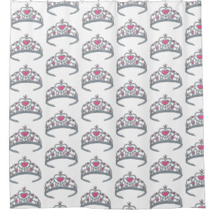 Cortina De Ducha Fiesta de la princesa rosa bonito, corona de Tiara
