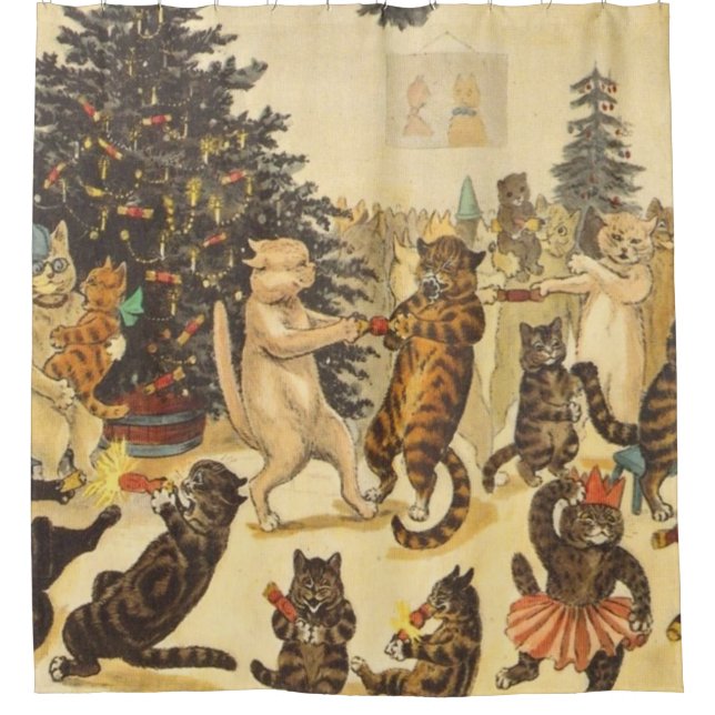 Cortina De Ducha Fiesta de Navidades Louis Wain (Anverso)