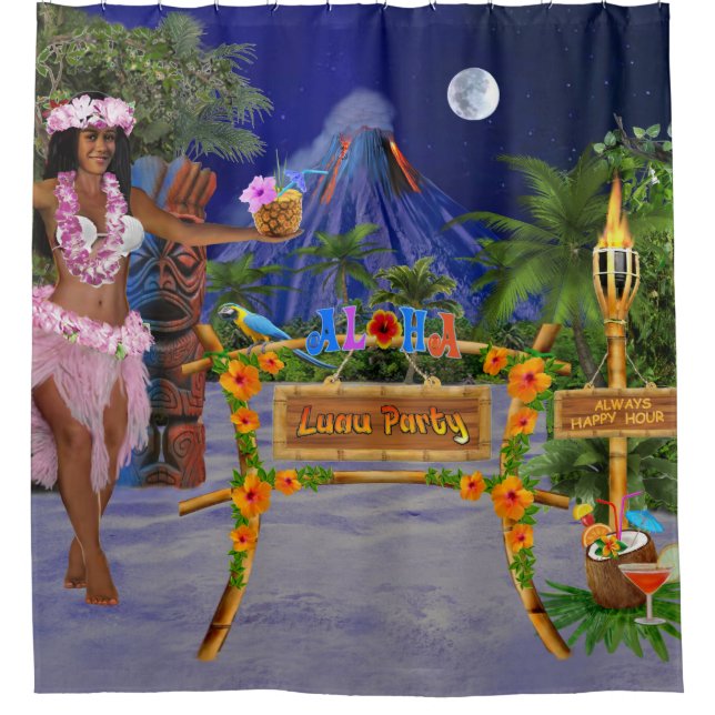 CORTINA DE DUCHA FIESTA LUAU (Anverso)