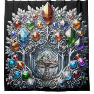 Cortina De Ducha Filigree Forest Mushroom