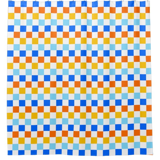 Cortina De Ducha Fire and ice checkerboard pattern (Anverso)