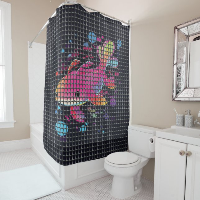 Cortina De Ducha Fish Behind Net Illustration (In situ)