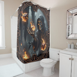 Cortina De Ducha Flamas góticas, el guardián de los dados ardientes