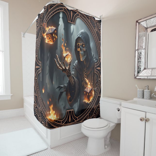 Cortina De Ducha Flamas góticas, el guardián de los dados ardientes (In situ)