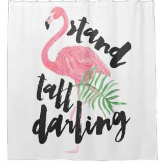 Cortina De Ducha Flamenco rosado alto del cepillo del soporte negro