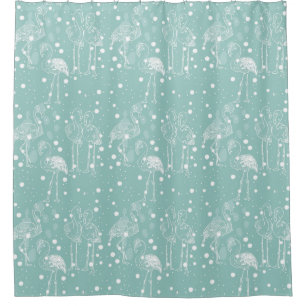 Cortina De Ducha Flamencos blancos al estilo escandinavo en Verde a