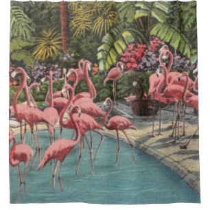 Cortina De Ducha Flamencos Tropicales