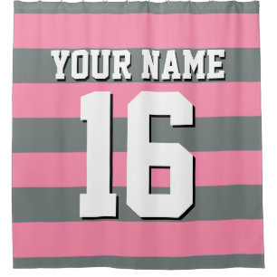 Cortina De Ducha Flamingo Carbón Rosa Deportes Jersey Preppy Stripe