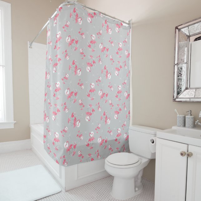 Cortina de ducha Flamingo Love Multi (In situ)