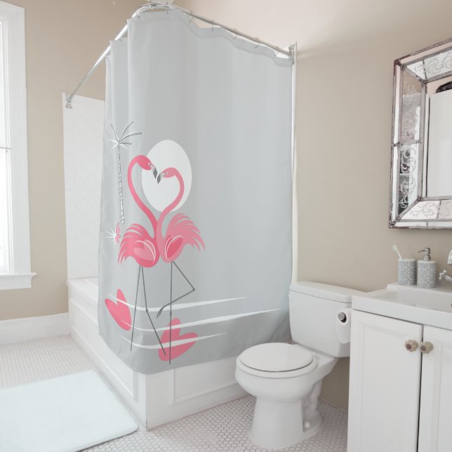 Cortina de ducha Flamingo Love Side (In situ)