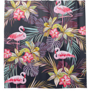 Cortina De Ducha Flamingo Tropical: Patrón veraniego sin foco