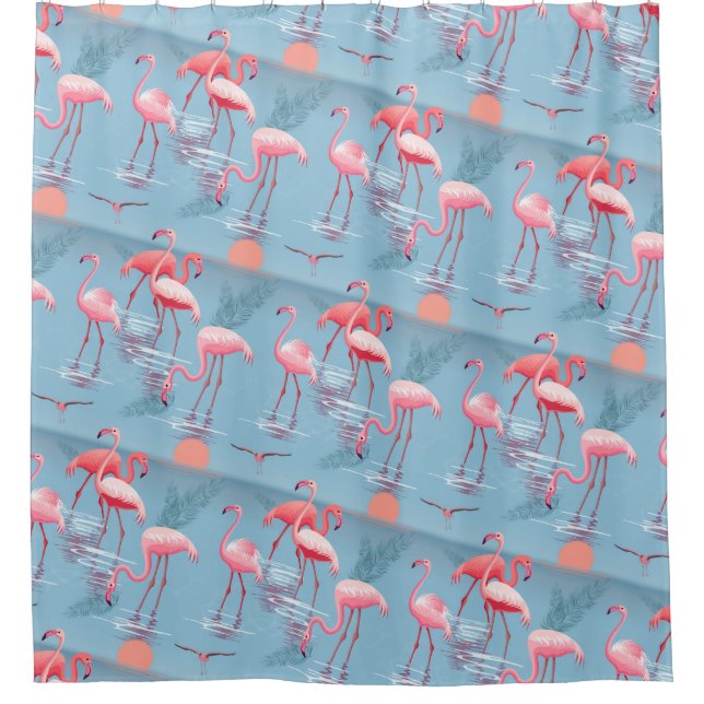 Cortina De Ducha Flamingos Patrón 1 (Anverso)