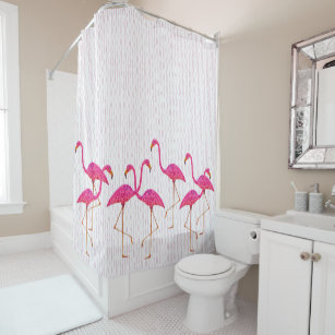 Cortina de ducha Flamingos rosa