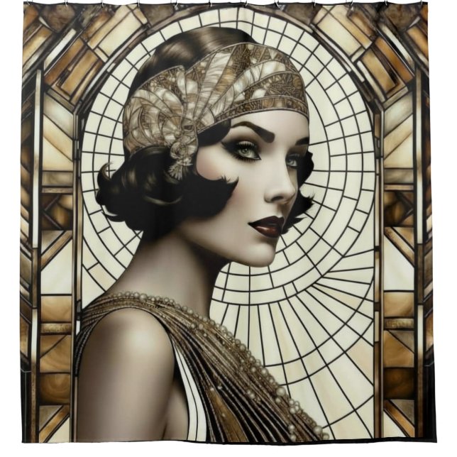 Cortina de ducha Flapper Roaring 20s (Anverso)