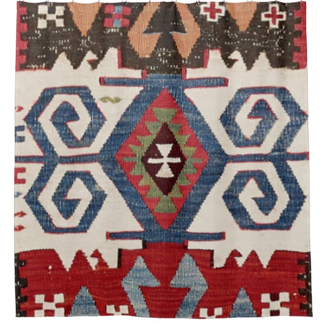 Cortina De Ducha Flecha de diamante azul Konya // Siglo XIX (Anverso)