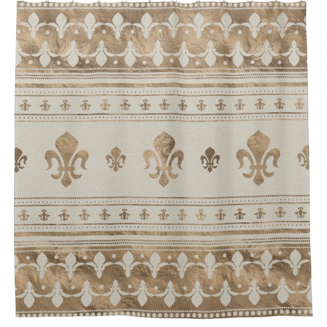 Cortina De Ducha Fleur-de-lis Pastel Gold (Anverso)