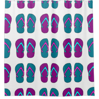 Cortina De Ducha Flip Flops: Vintage blanco brillante.