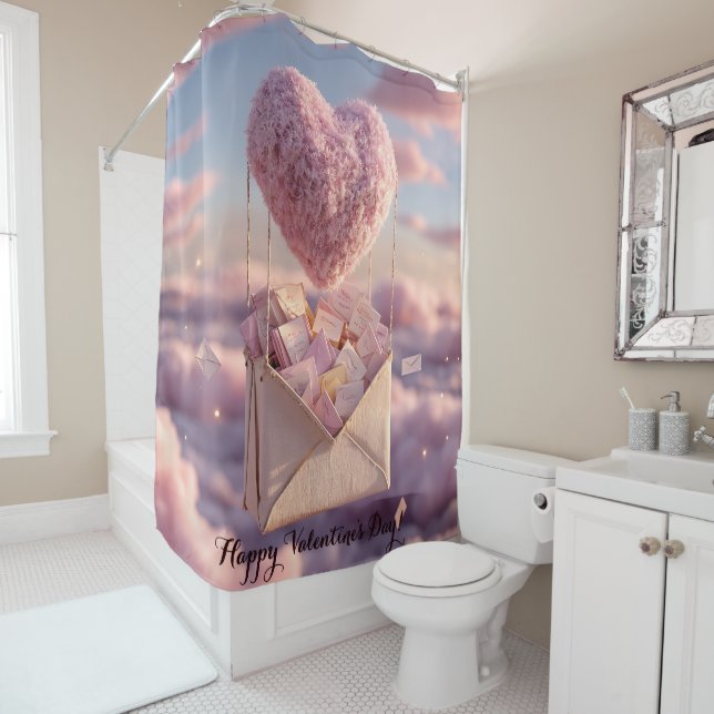 Cortina De Ducha Floating Heart of Love Letters Design Postcard (In situ)