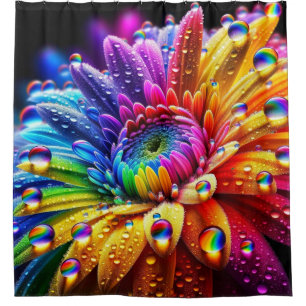 Cortina De Ducha Flor arco iris