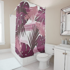 Cortina De Ducha Flor botánica tropical abstracta