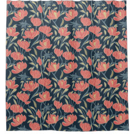 Cortina De Ducha Flor de brisa coral