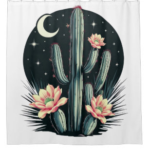 Cortina De Ducha Flor de cactus nocturno