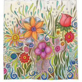 Cortina De Ducha Flor de diseño de arte floral 12