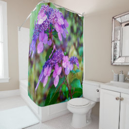 Cortina De Ducha Flor de hidrangea morada y grita