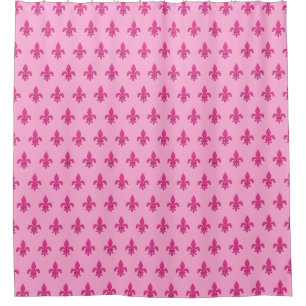 Cortina De Ducha Flor de lis en rosa fucsia en rosa claro