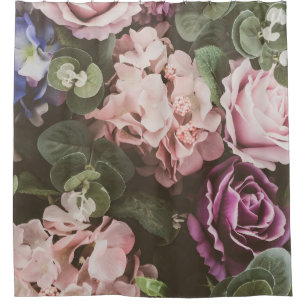 Cortina De Ducha Flor de ramo, filtro vintage, bello grupo trasero