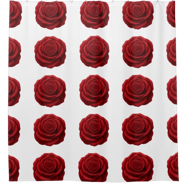 Cortina de ducha - Flor de rosa roja (Anverso)