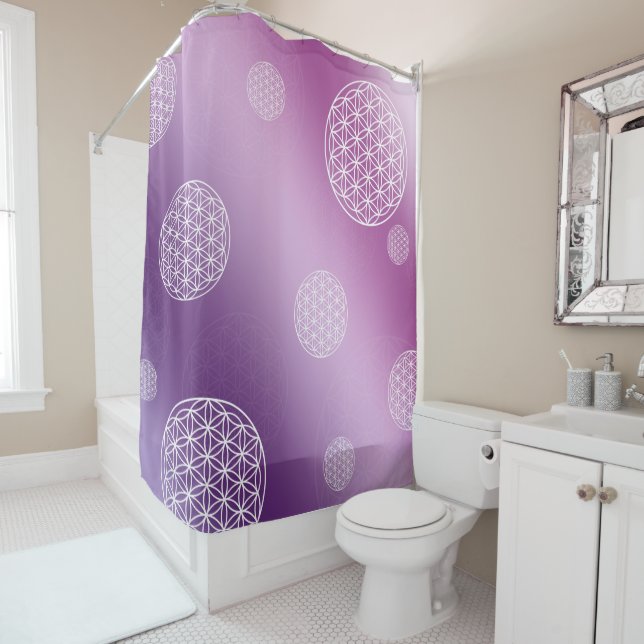 Cortina De Ducha Flor de vida rosa y morada (In situ)
