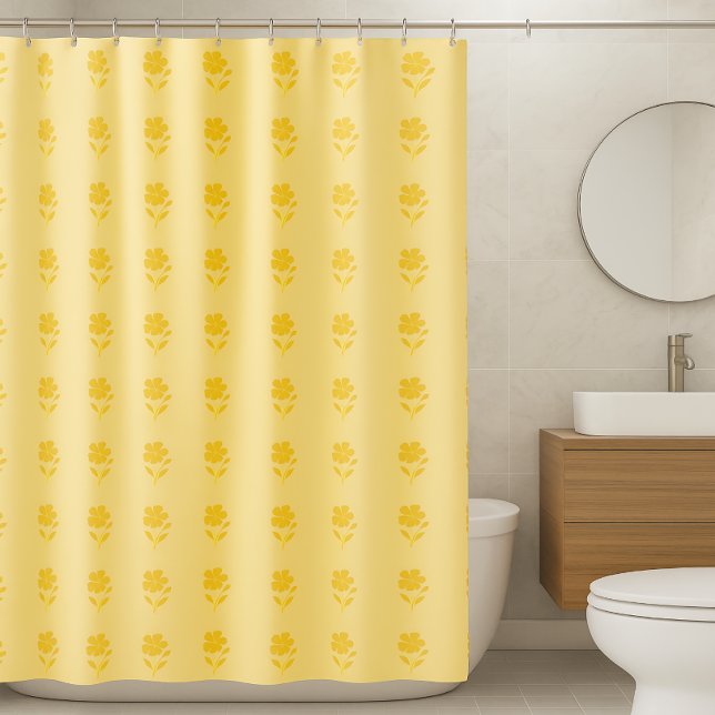Cortina De Ducha Flor dorada sobre amarillo mantequilla (Subido por el creador)