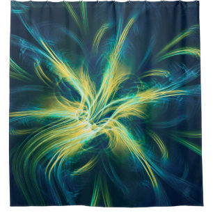 Cortina de ducha Flor fractal Paleta azul