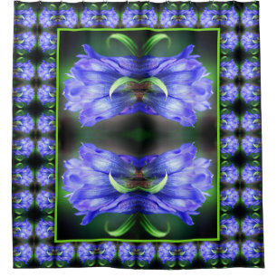Cortina De Ducha Flor gentiana azul Resumen arte
