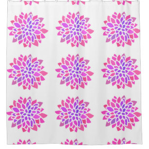 Cortina De Ducha Flor Hippie Rosa Retro Moderno