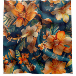 Cortina De Ducha Flor naranja