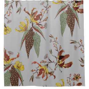 Cortina De Ducha Flor retro silvestre de ánimo vintage, plantas bot