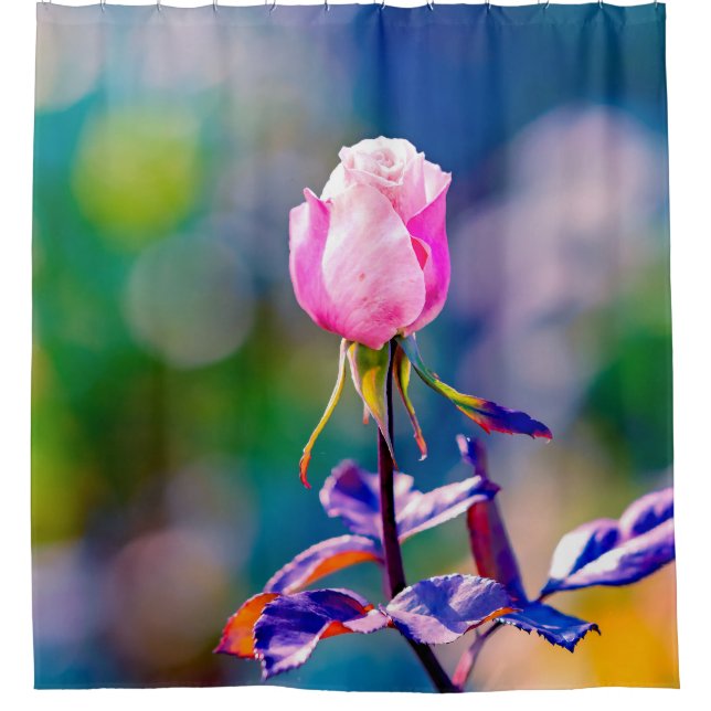 Cortina De Ducha Flor Rosa - Belleza (Anverso)