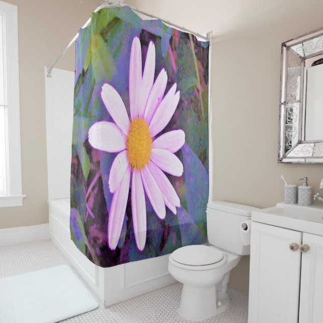 Cortina De Ducha Flor rosa de margarita (In situ)