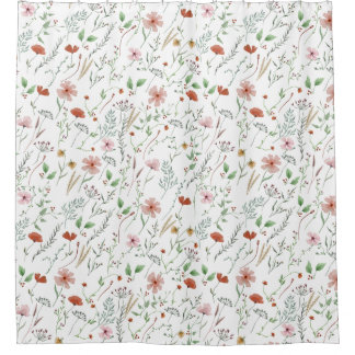 Cortina De Ducha Flor silvestre acuarela boho vintage patrón floral