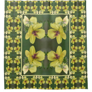 Cortina De Ducha Flor silvestre amarilla delgada Resumen arte