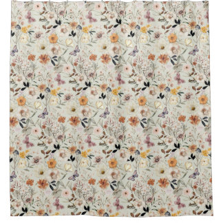 Cortina De Ducha Flor silvestre Boho Butterfly