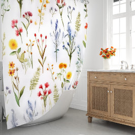 Cortina De Ducha Flor silvestre moderna de color de agua elegante F