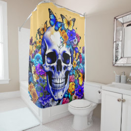 Cortina De Ducha Flor Skull