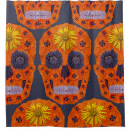 Cortina De Ducha Flor Skull 1